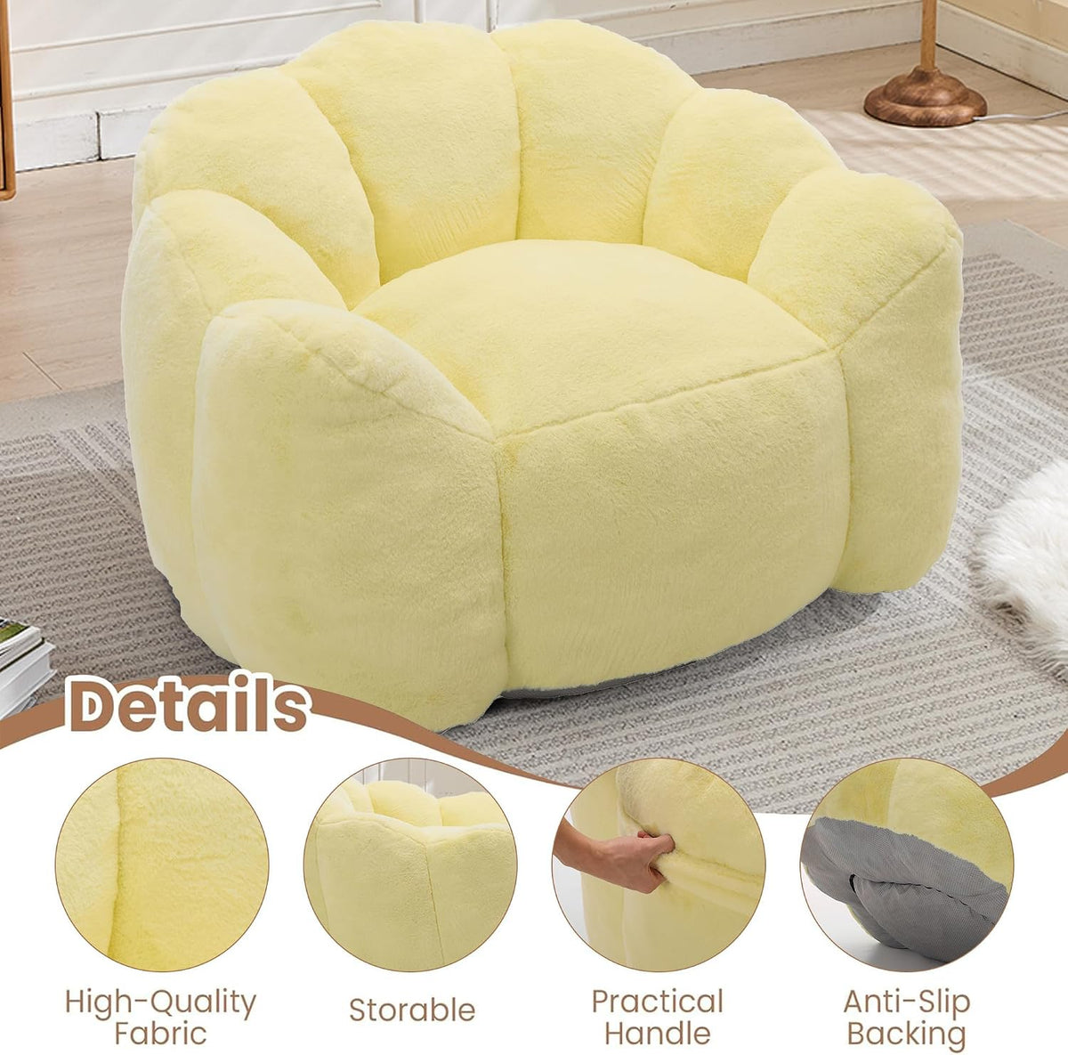 loral Faux Fur Adult Bean Chair
