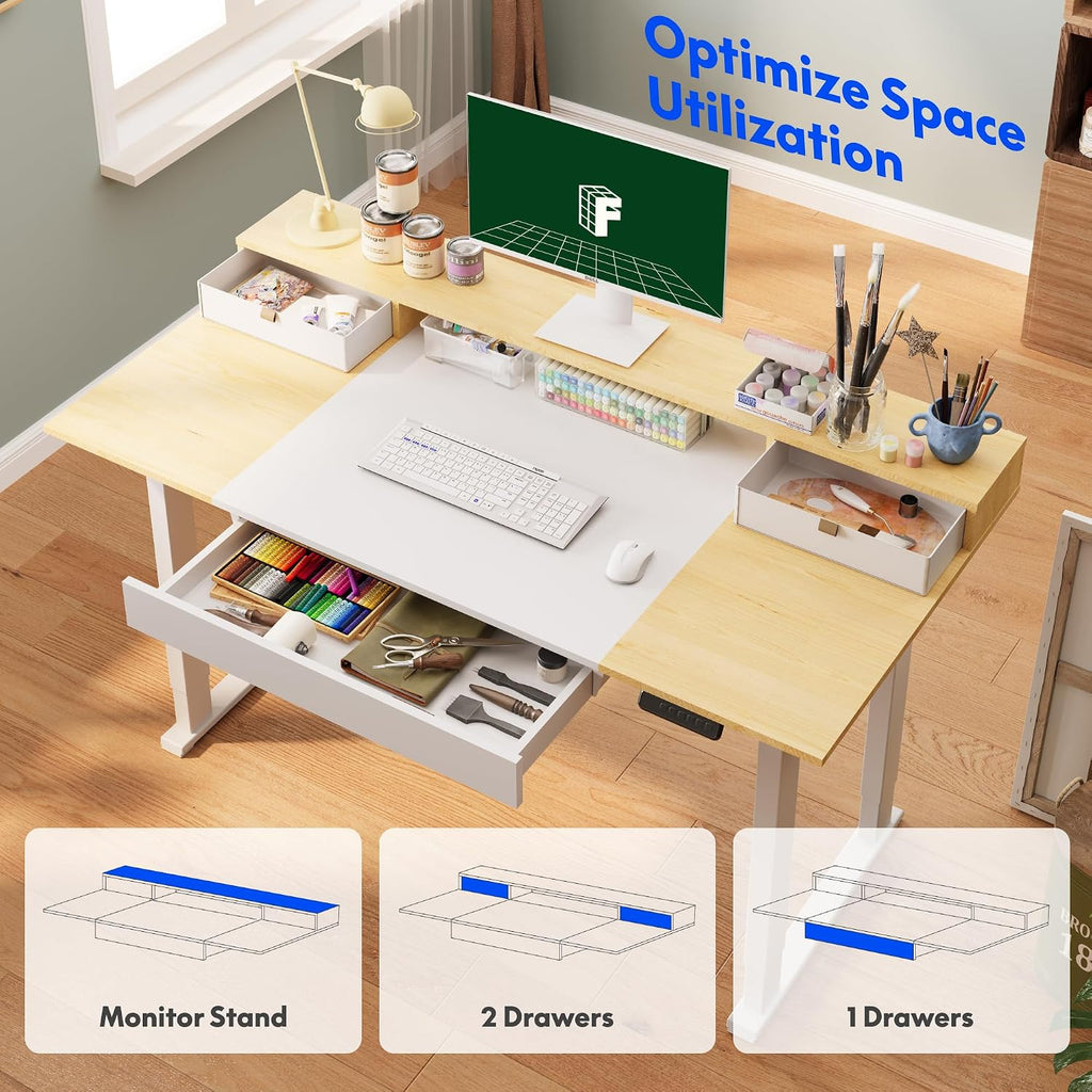 White Electric Storage Standing Desk