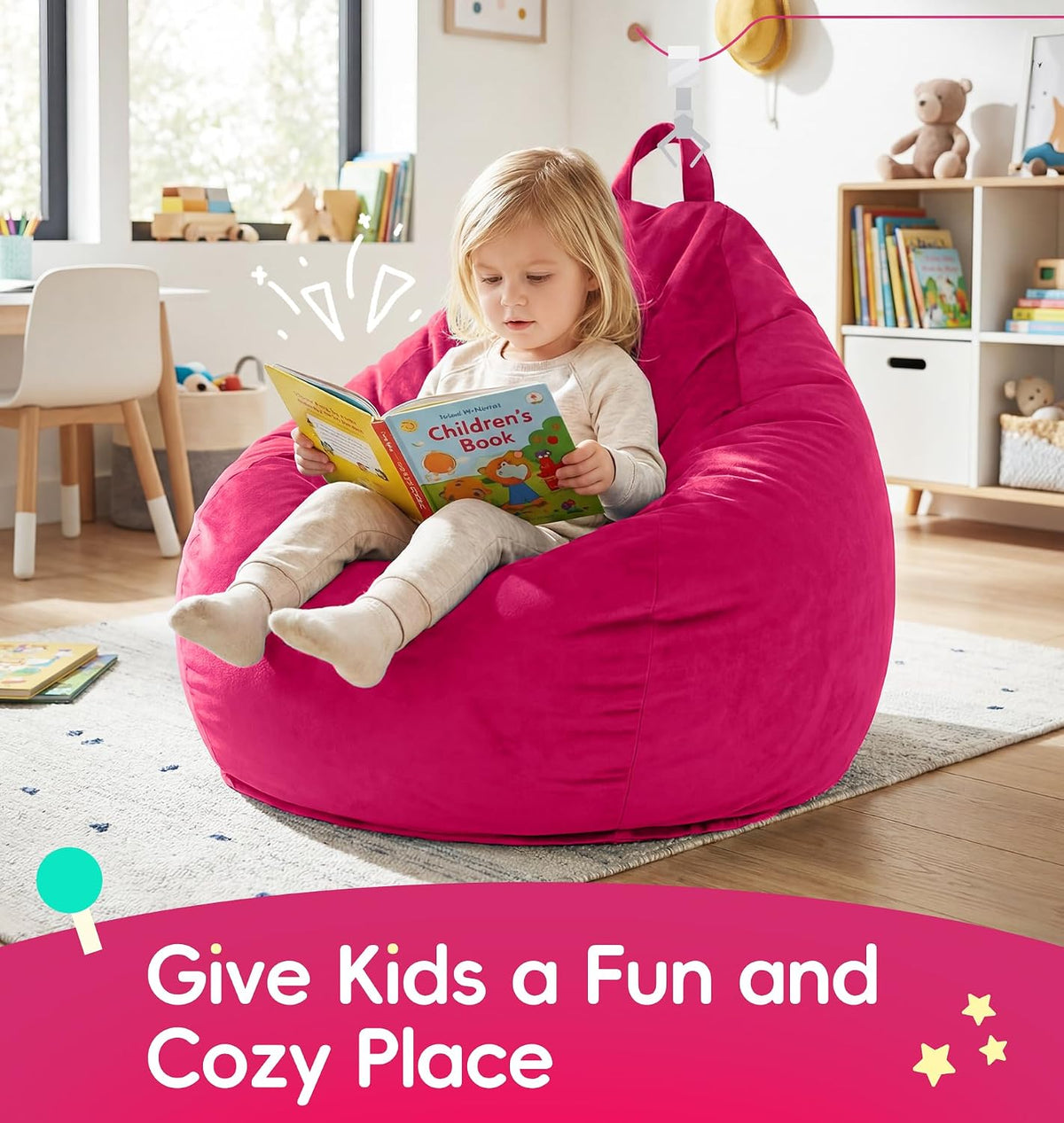Pink Velvet Small Bean Bag Chair