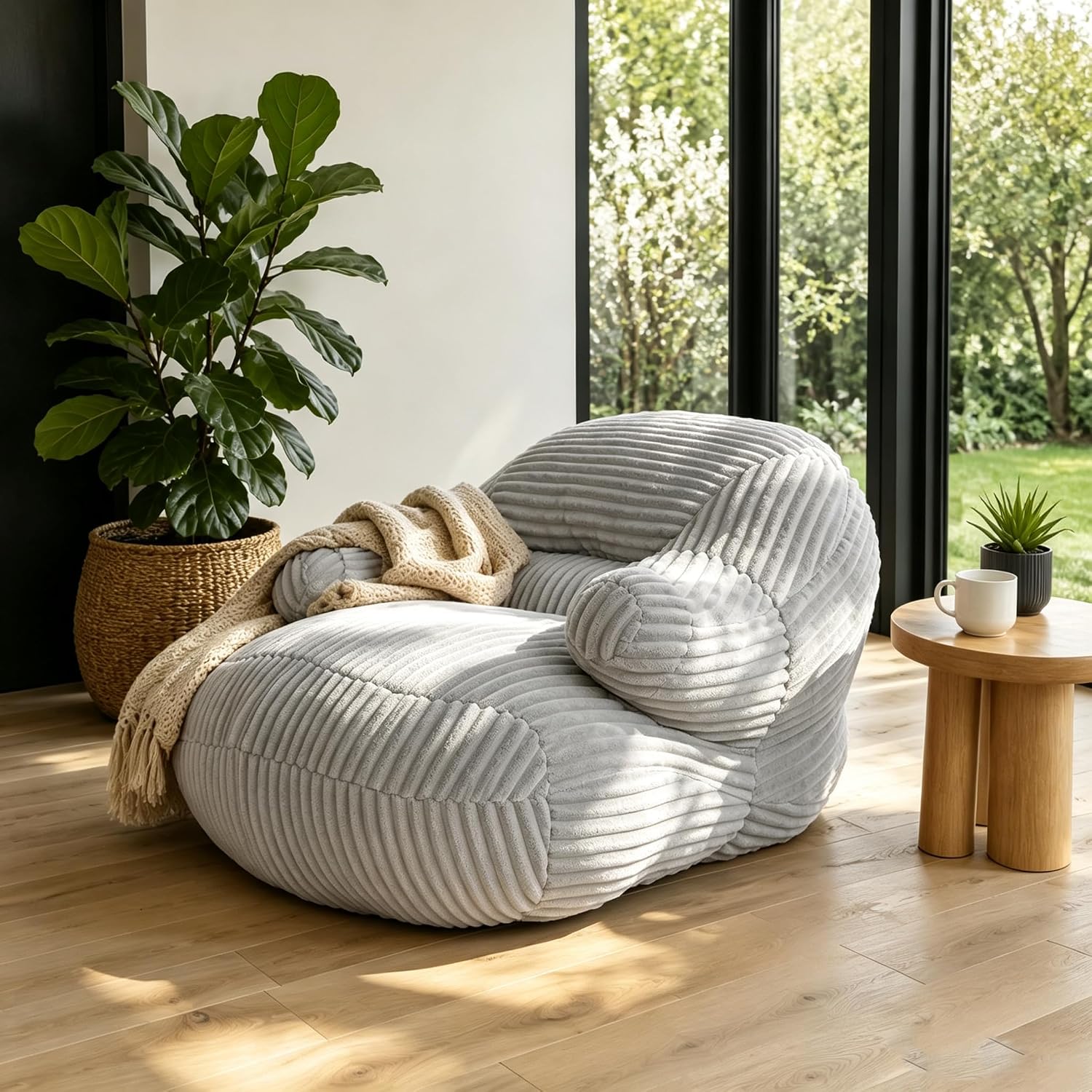 Gray Foam Flannel Bean Bag Chair