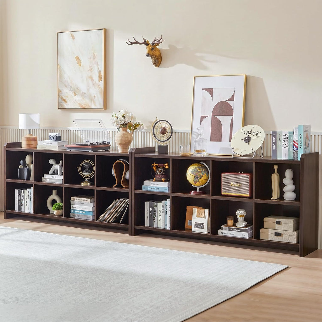Walnut 8-Cube Horizontal Bookcase
