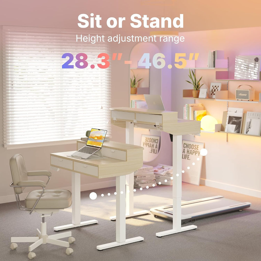 Natural Electric Storage Standing Desk