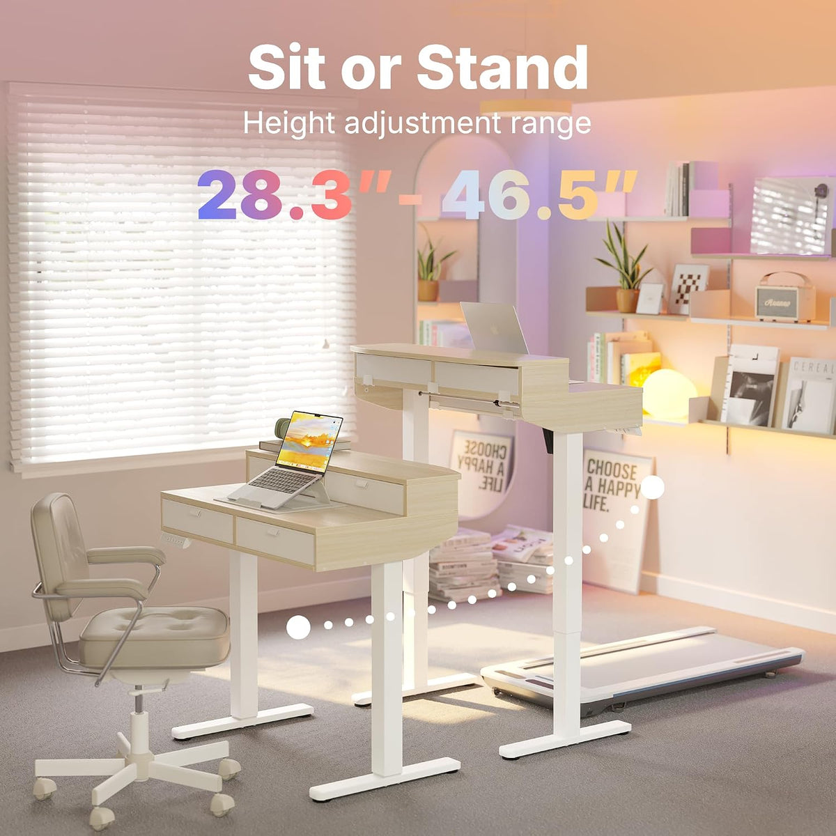 Natural Electric Storage Standing Desk