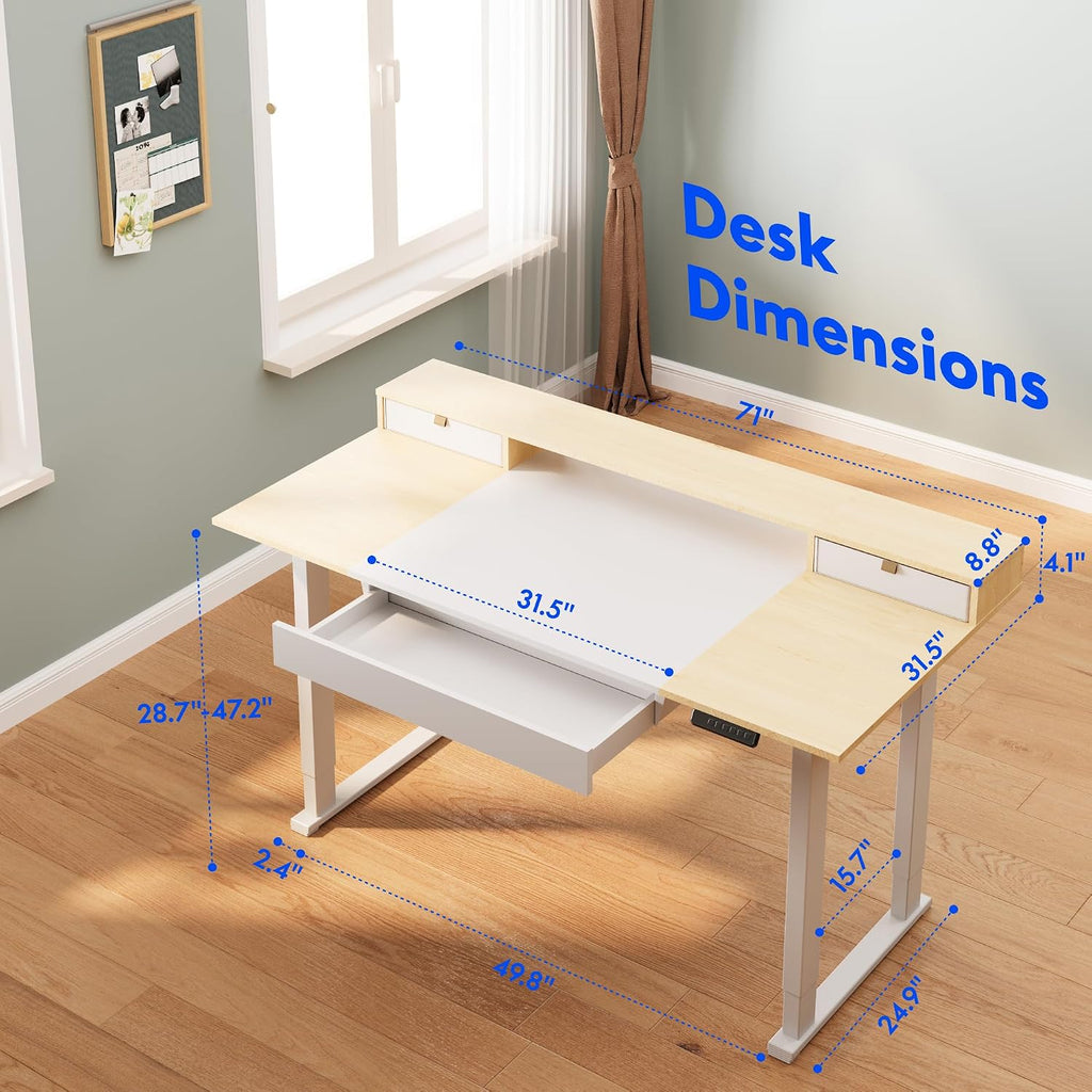 White Electric Storage Standing Desk