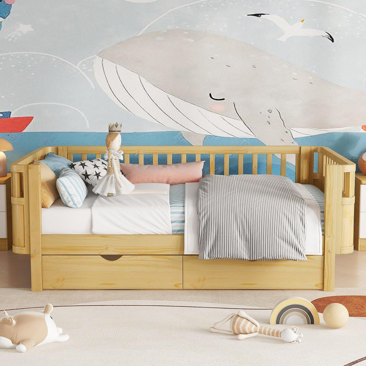 Brown Rail Low Twin Wood Daybed