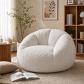 Cream Floral Faux Fur Bean Sofa