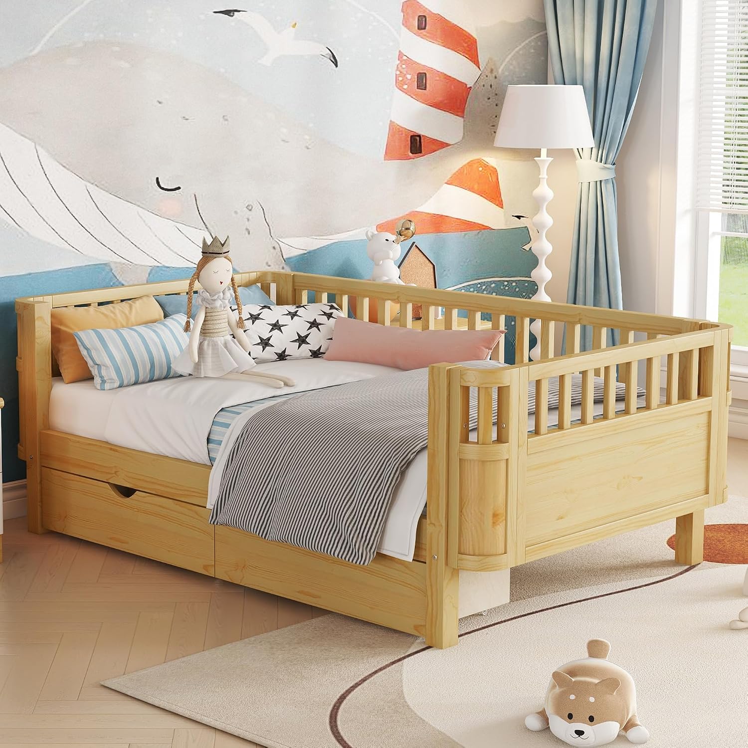 Brown Rail Low Twin Wood Daybed