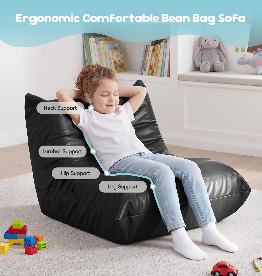 Black Leather Foam Bean Sofa