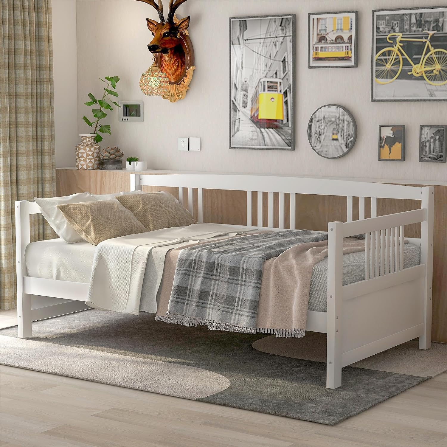 White Wood Twin Platform Daybed