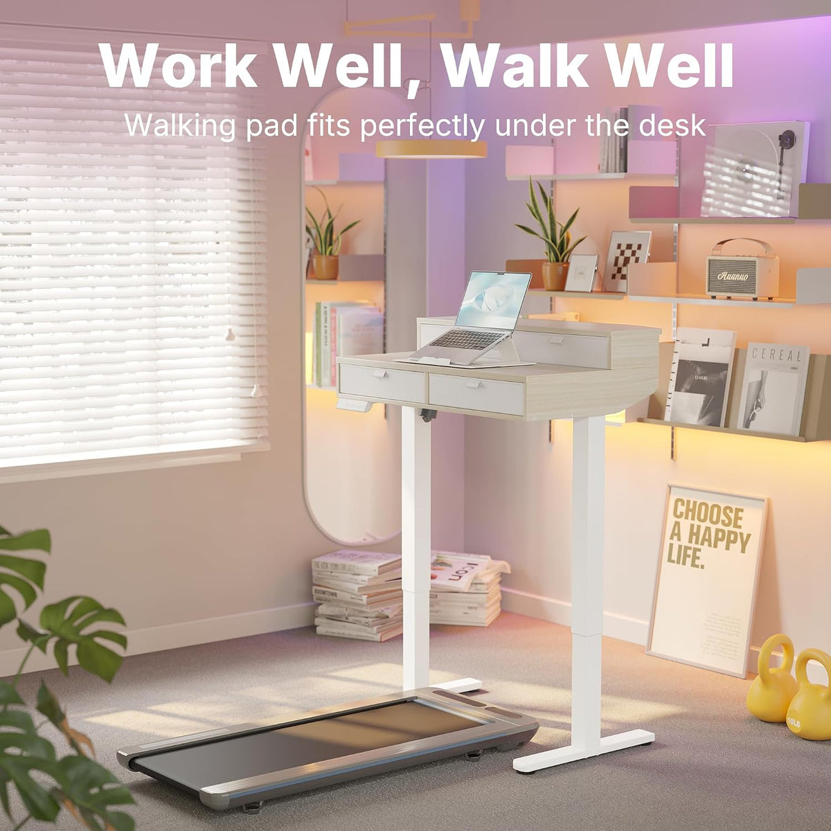 Natural Electric Storage Standing Desk