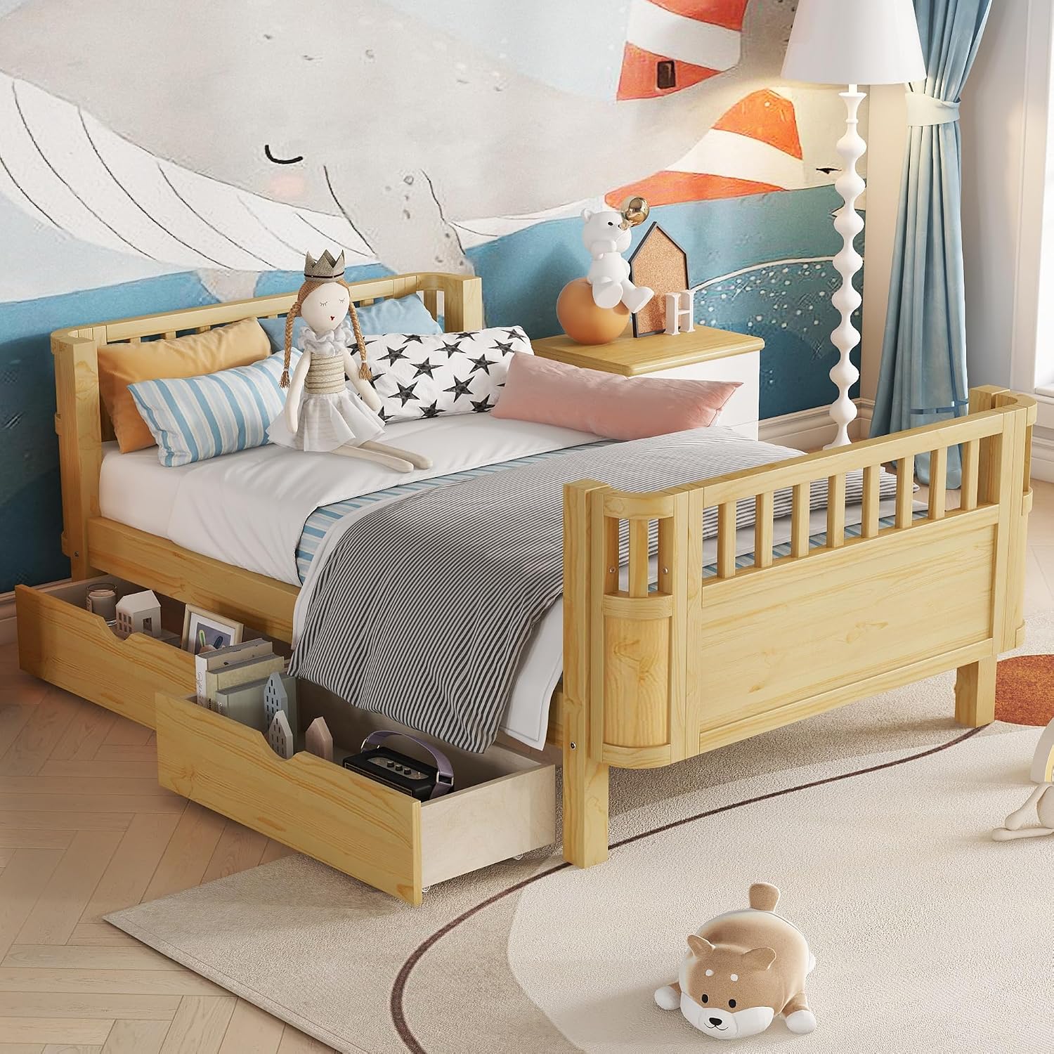 Brown Rail Low Twin Wood Daybed