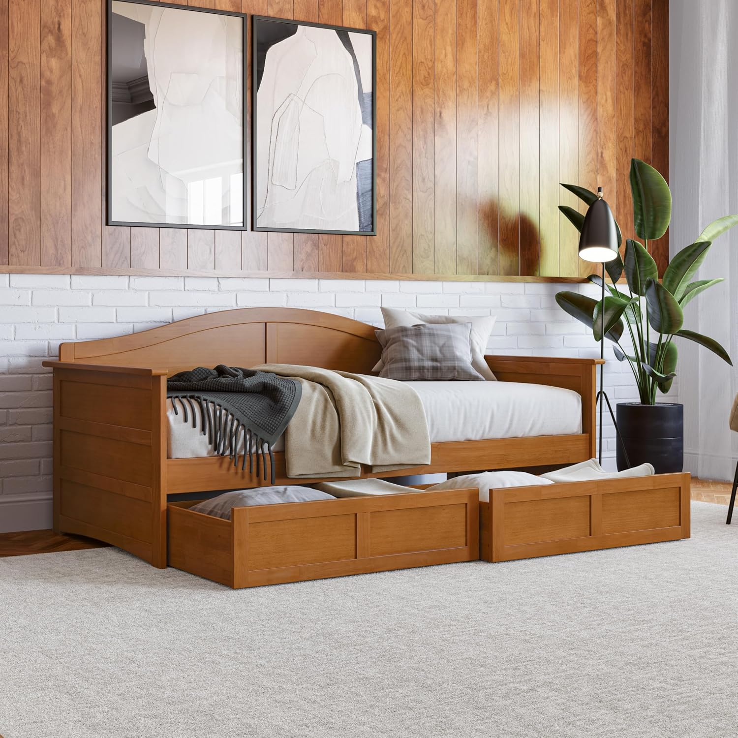 Toffee Wood Drawer Twin Daybed