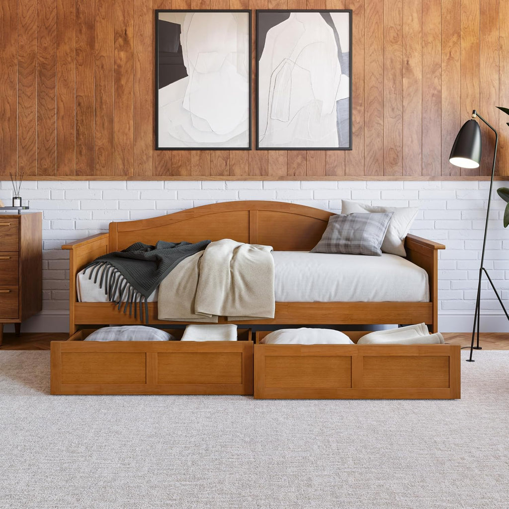 Toffee Wood Drawer Twin Daybed