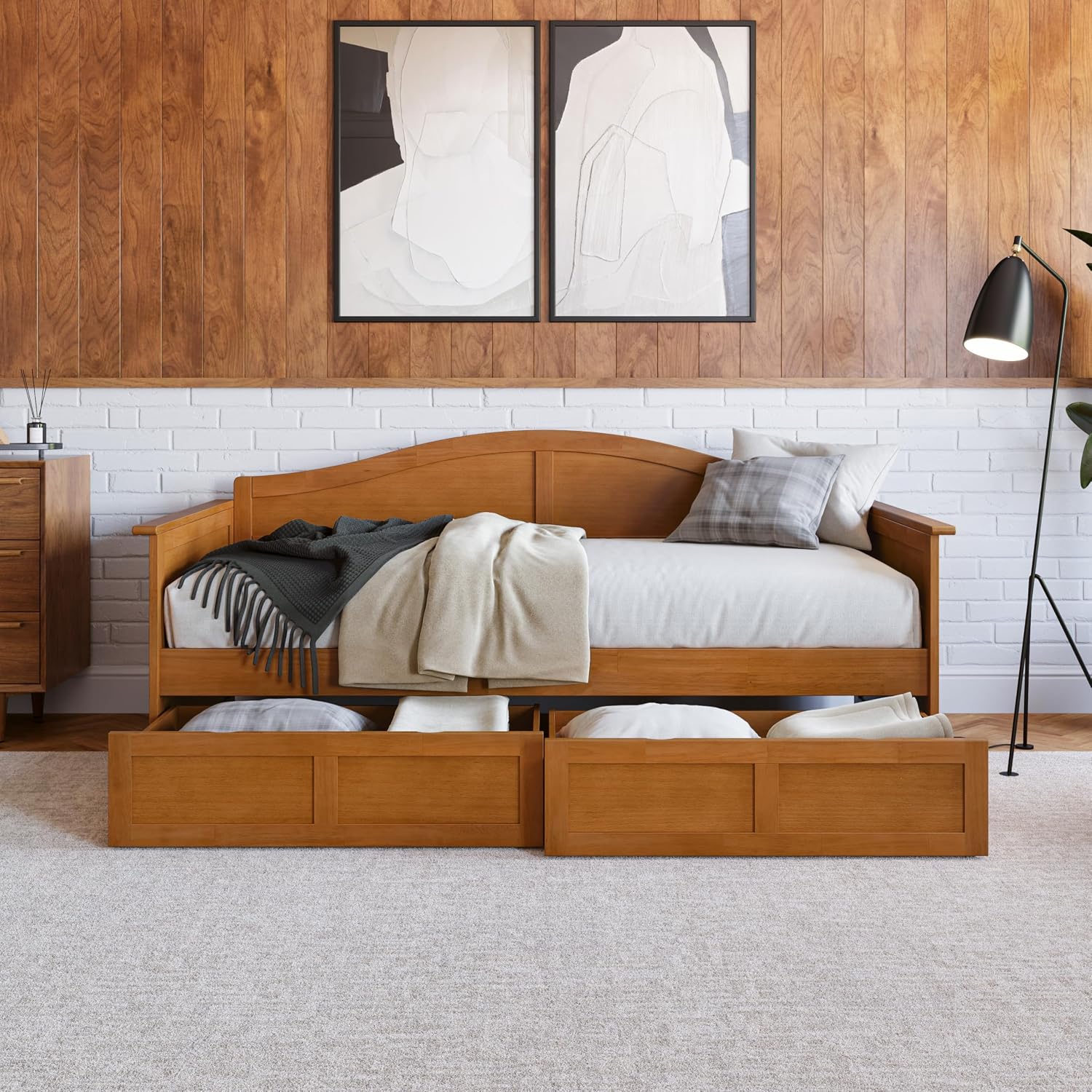 Toffee Wood Drawer Twin Daybed