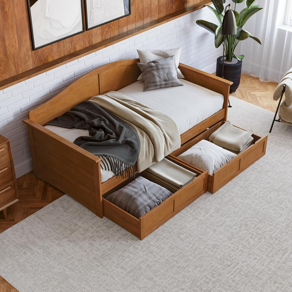 Toffee Wood Drawer Twin Daybed