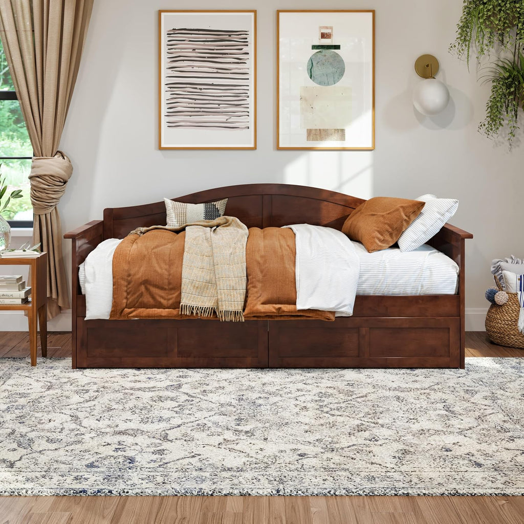 Walnut Drawer Storage Twin Daybed