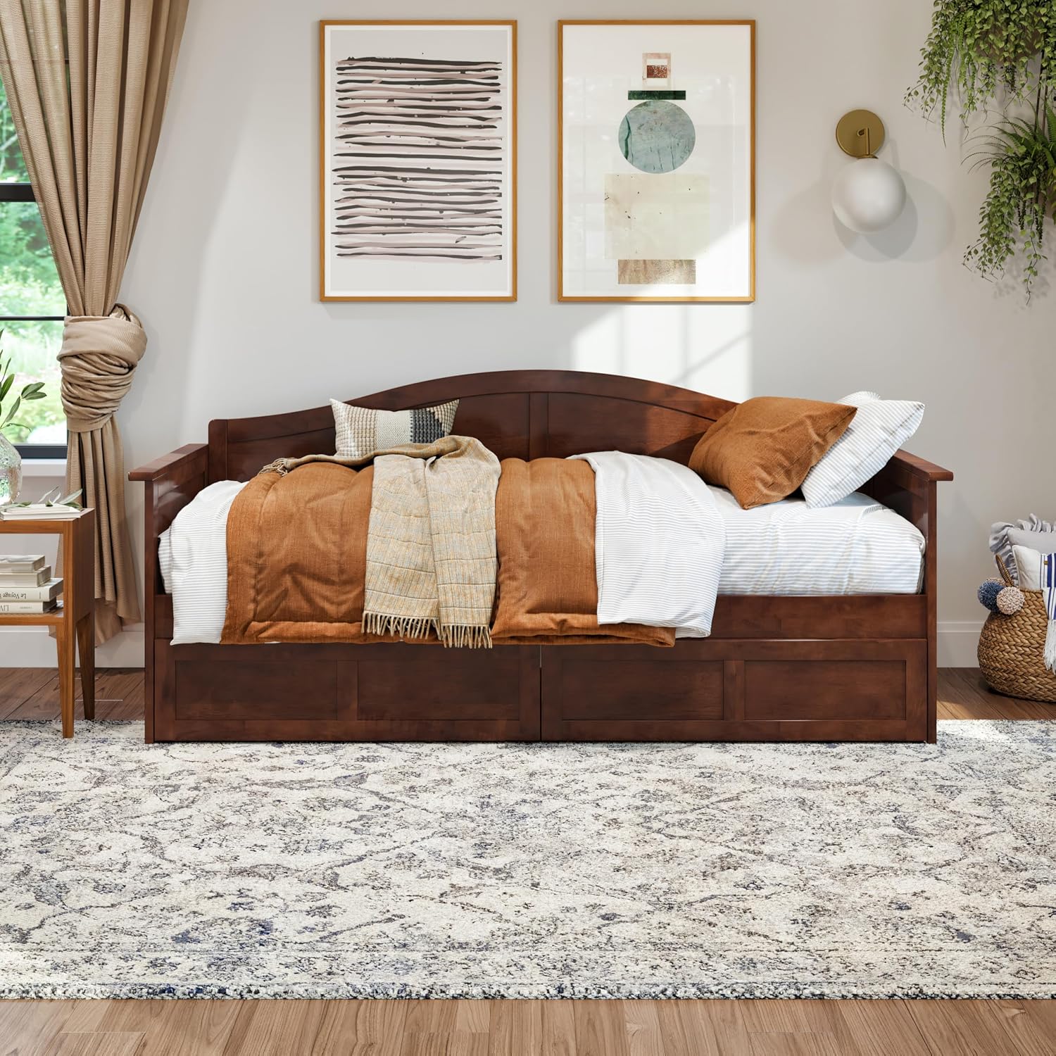 Walnut Drawer Storage Twin Daybed