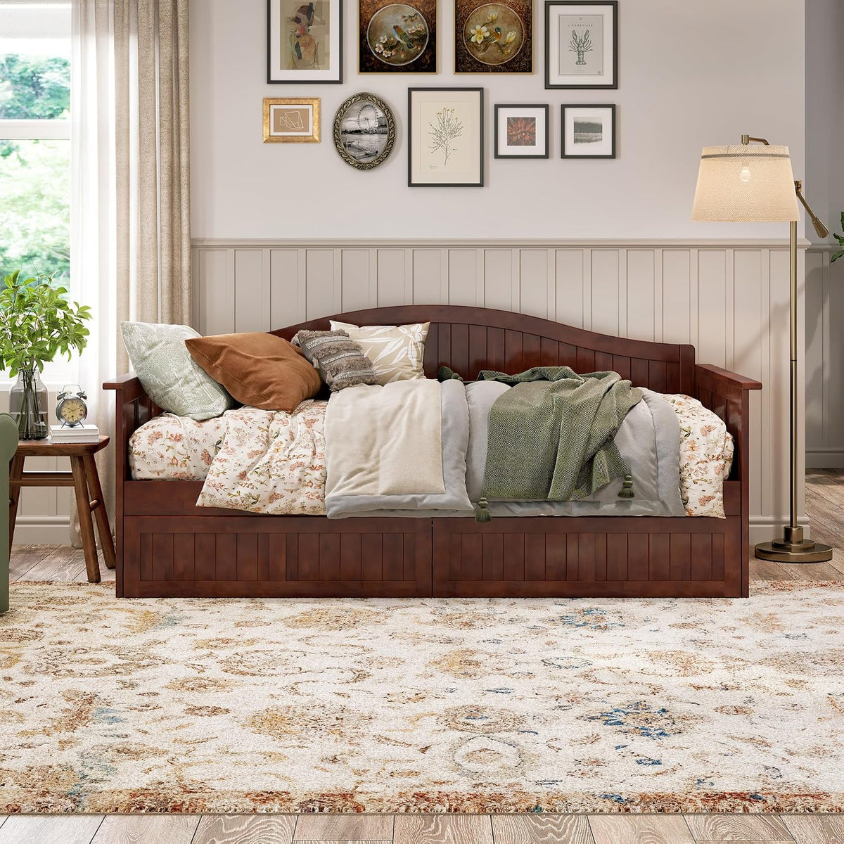 Walnut Storage Drawer Twin Daybed