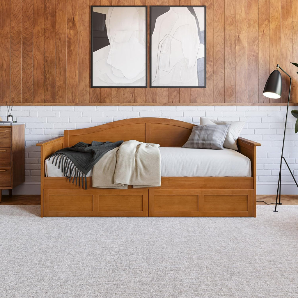 Toffee Wood Drawer Twin Daybed