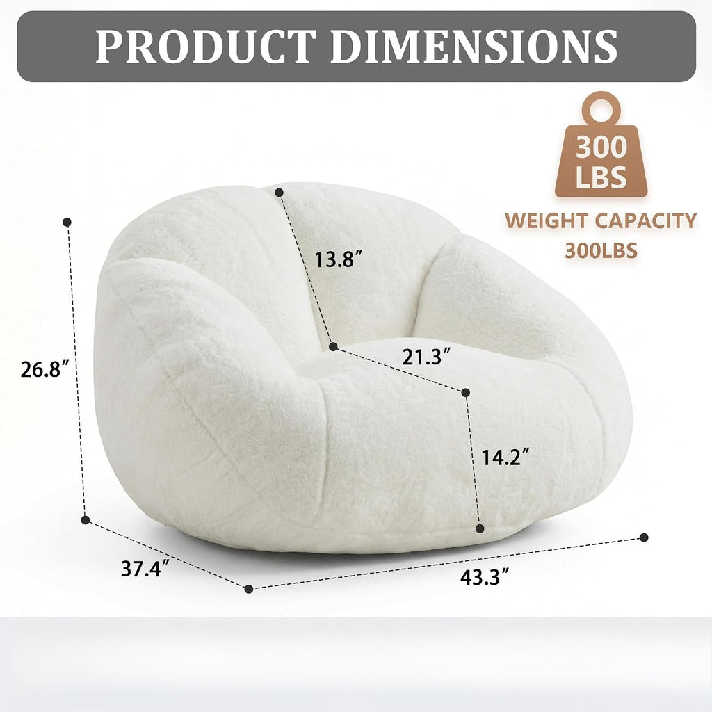 Cream Floral Faux Fur Bean Sofa