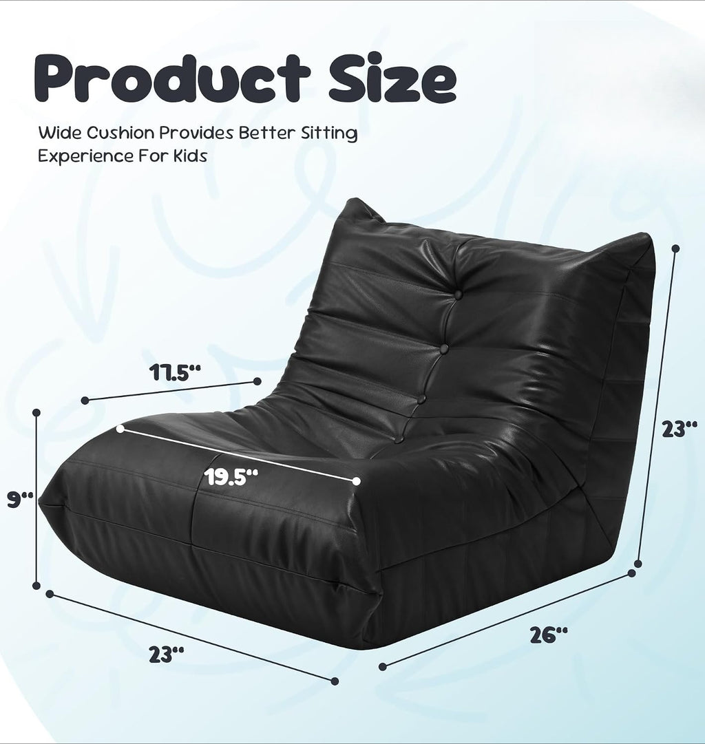 Black Leather Foam Bean Sofa
